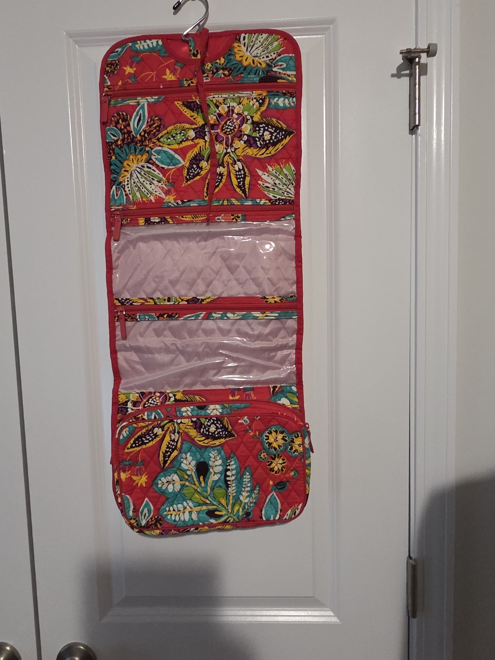 Vera Bradley Quilted Hanging Organizer in Bright Red Floral Print